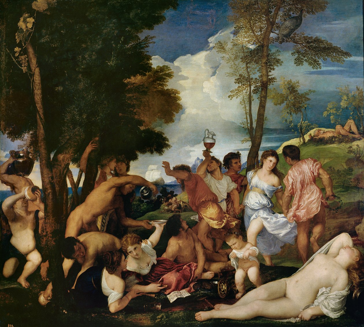 The Andrians, c.1523-4 (olej na plátně) od Tiziano Vecelli