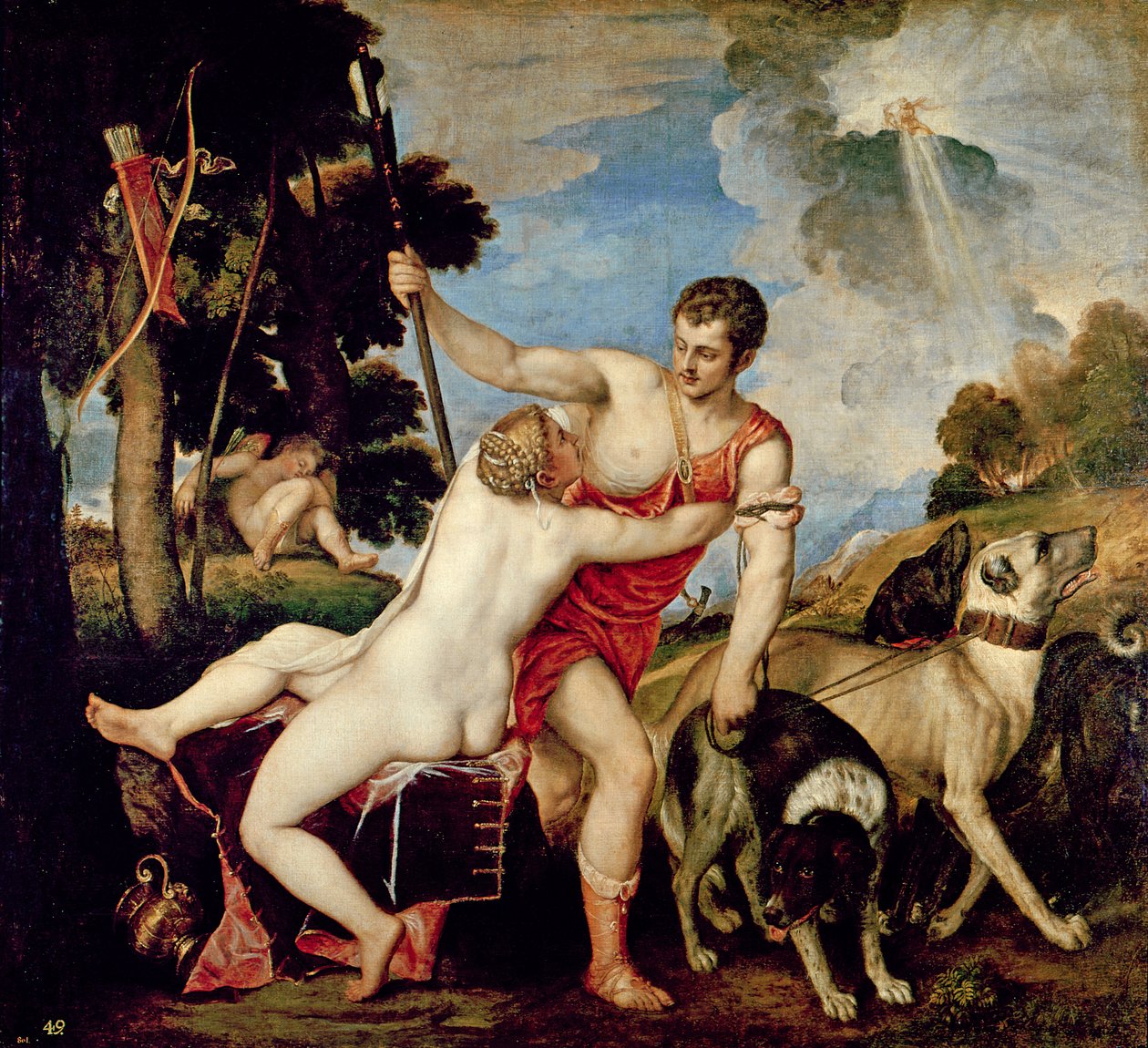 Venuše a Adonis od Tiziano Vecelli