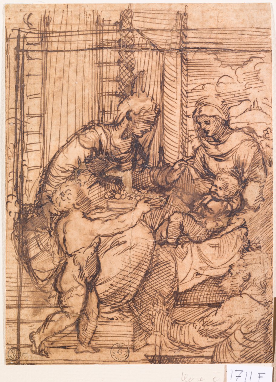 Posvátný rozhovor (tužka a tuš na papíře) od Titian (c.1488 1576)