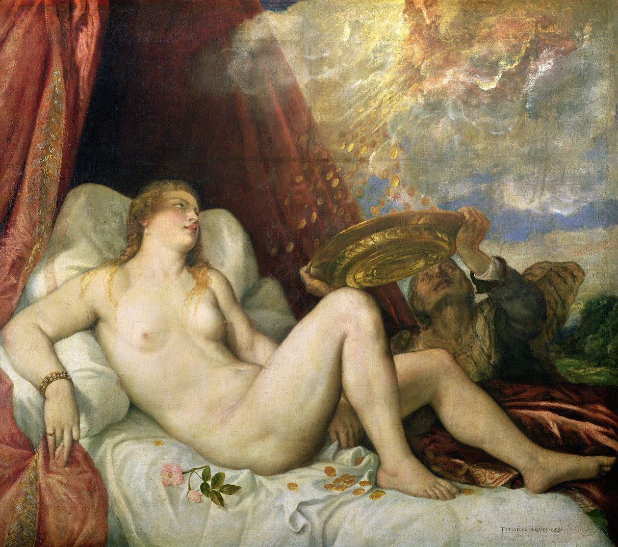 Danae, kolem roku 1554 od Tiziano Vecelli