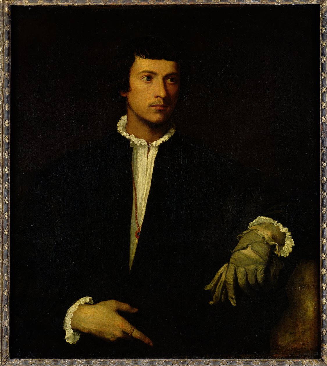 Muž s rukavicí, kolem 1520 od Tiziano Vecelli
