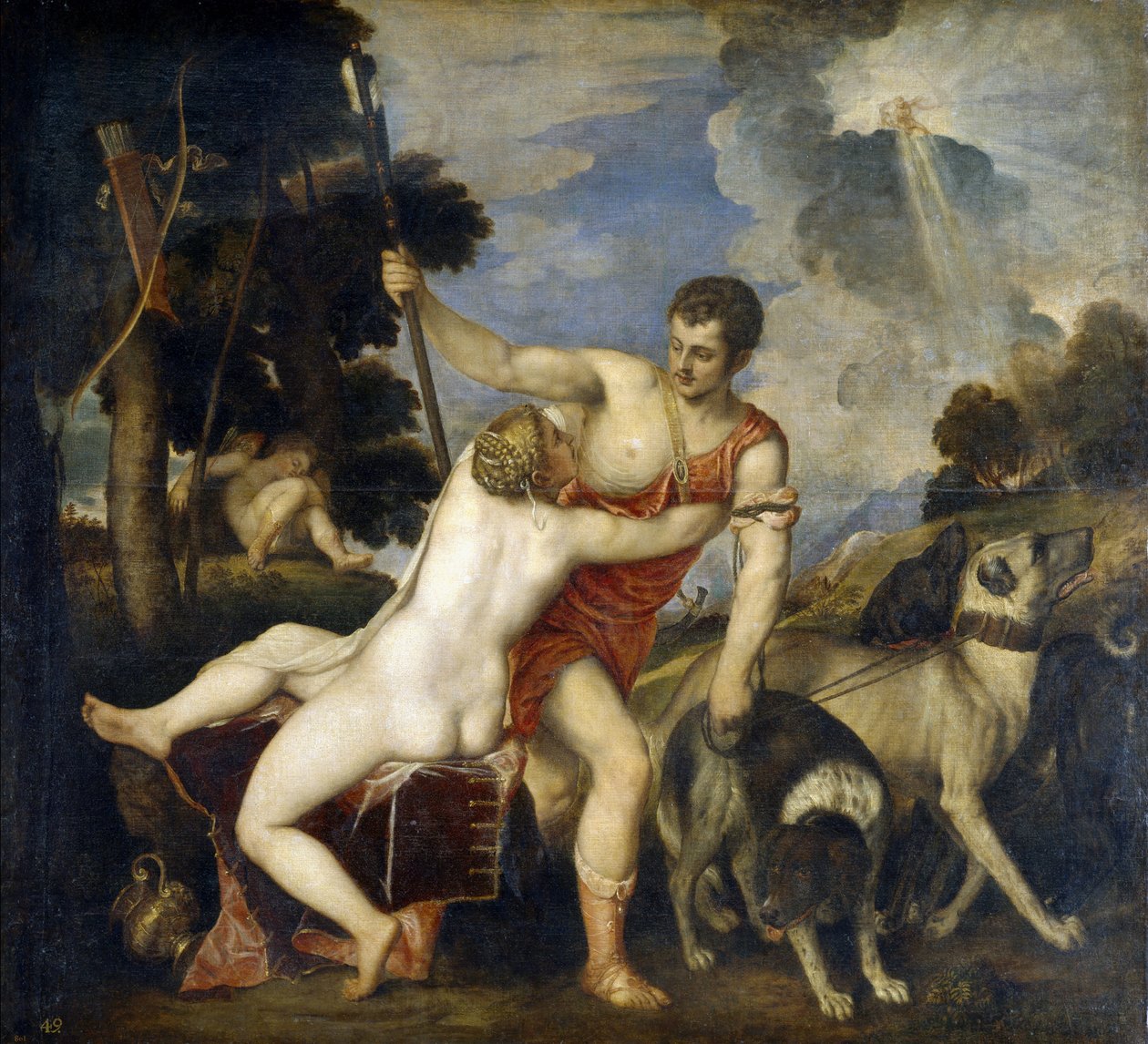 Venuše a Adonis od Tiziano Vecelli