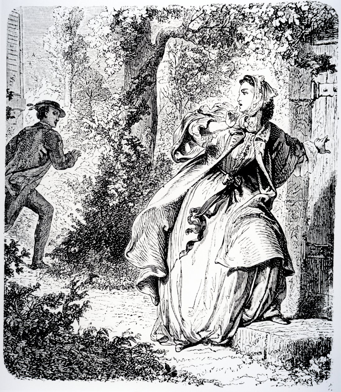 Ilustrace z knihy "Malá Fadette" od George Sandové, 1833 od Tony Johannot