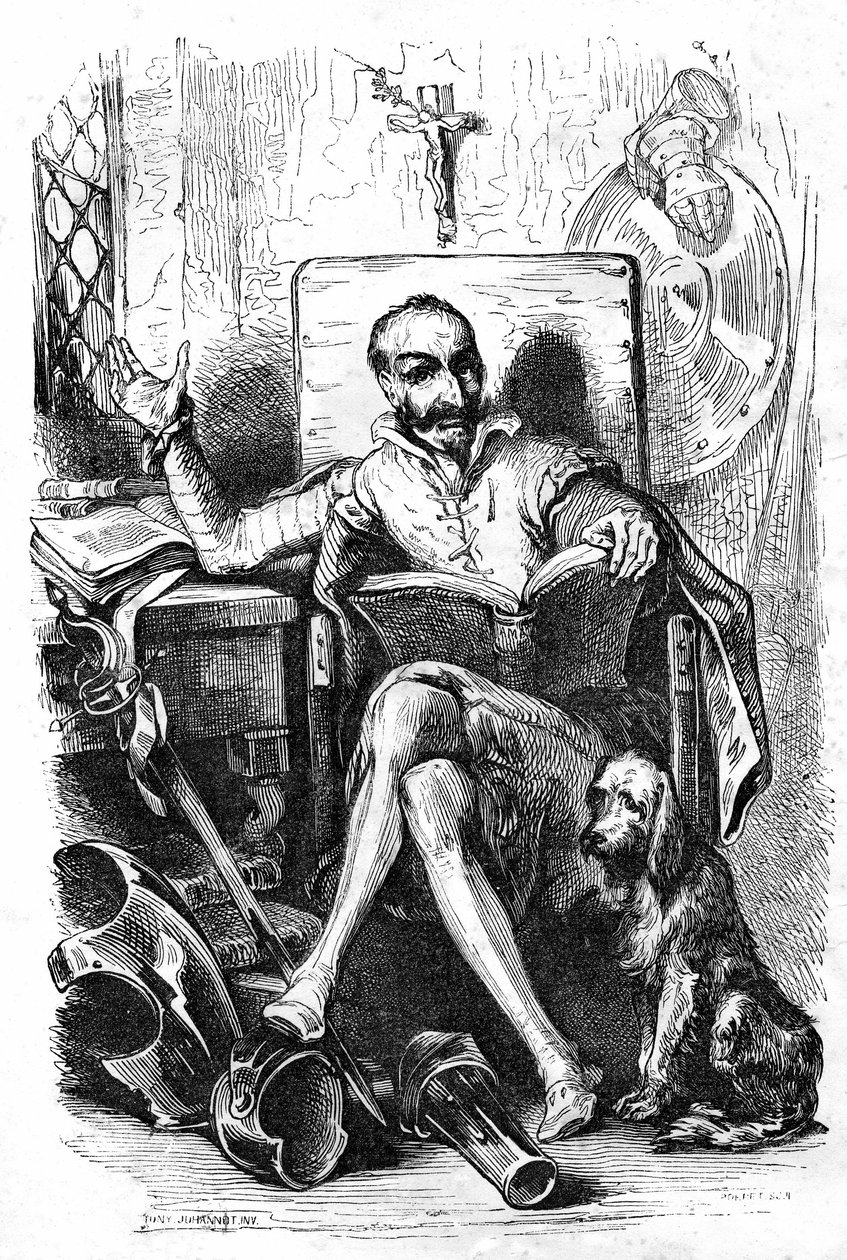 Cervantes jako Don Quijote od Tony Johannot