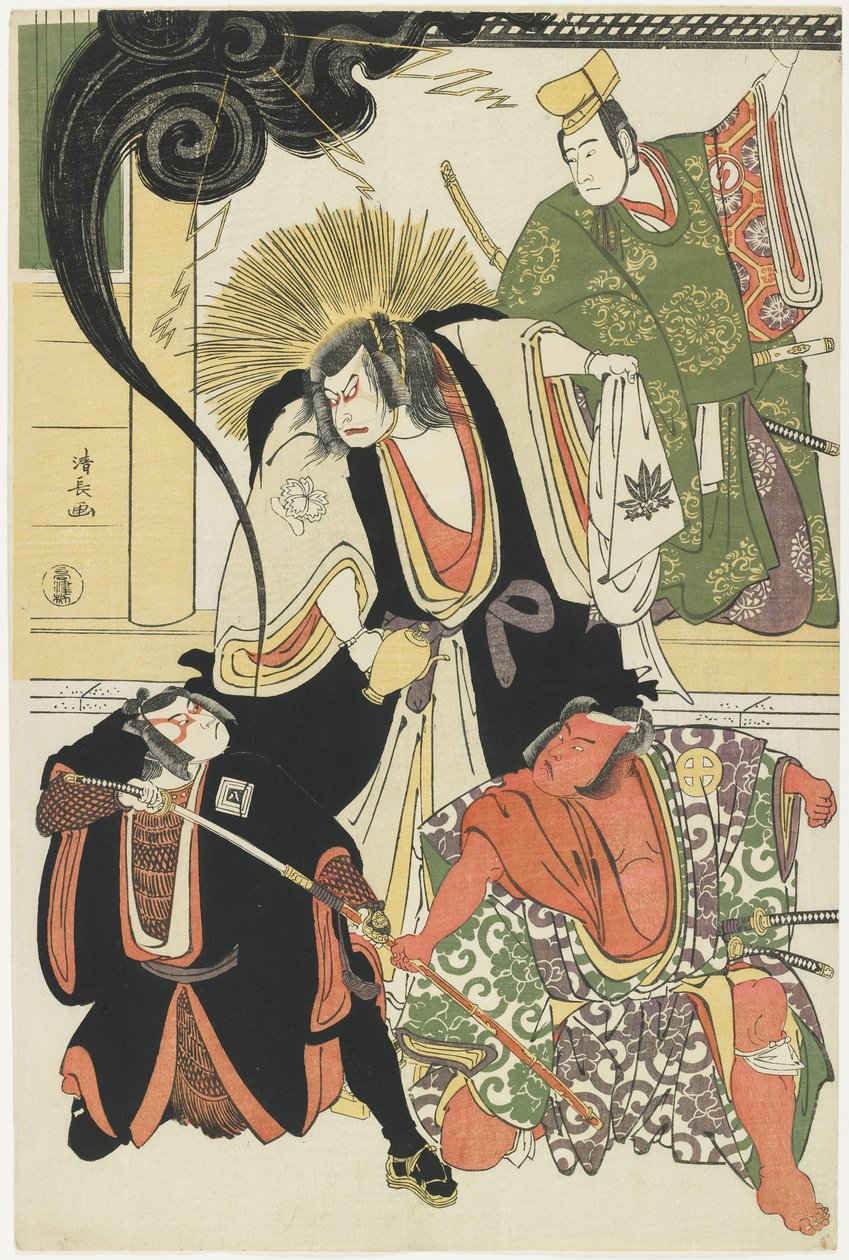 Scene from the AKbuki Play Yukimotsutake furisode Genji, 1785 od Torii Kiyonaga