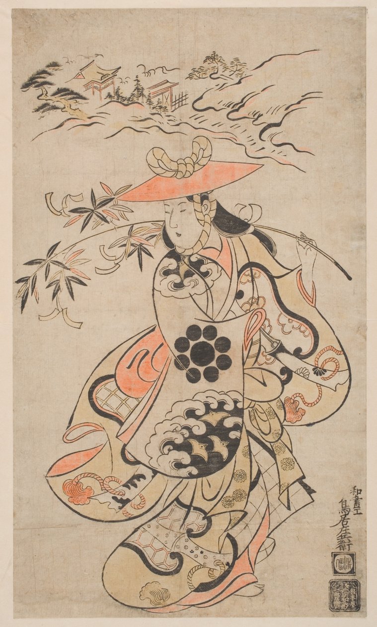 Sawamura prášek elektromagnetický jako období dešťů-před č. 1698 od Torii Kiyonobu I Torii Kiyonobu I