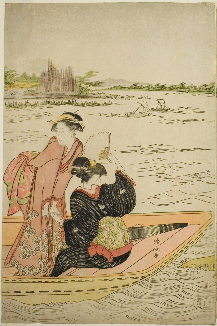 Trajekt na řece Sumida od Torii Kiyonaga
