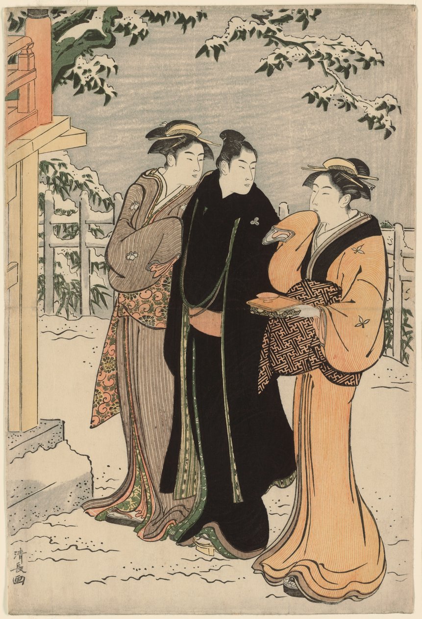 Matsuchi Hill po sněžení od Torii Kiyonaga