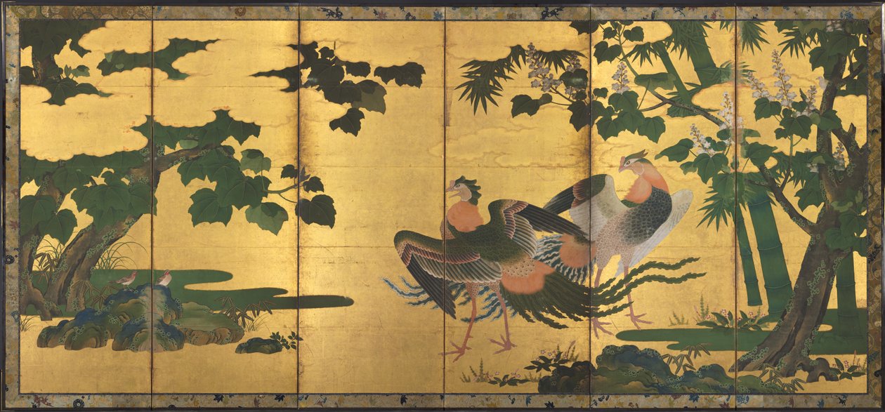 Peafowl a Phoenixes, konec 1500s. od Tosa Mitsuyoshi