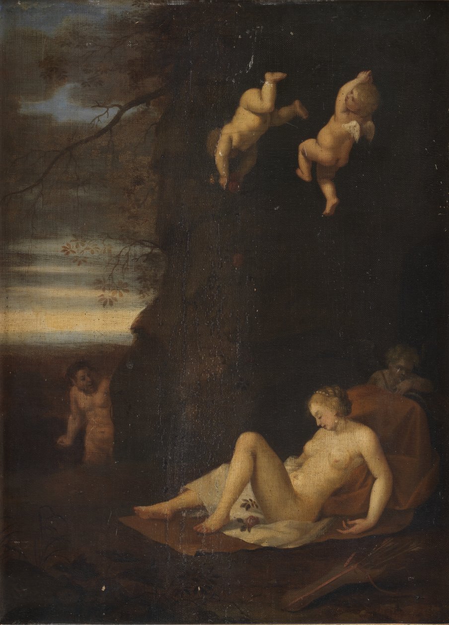 Satyr špehuje spící nymfu, Antiope od Toussaint Gelton