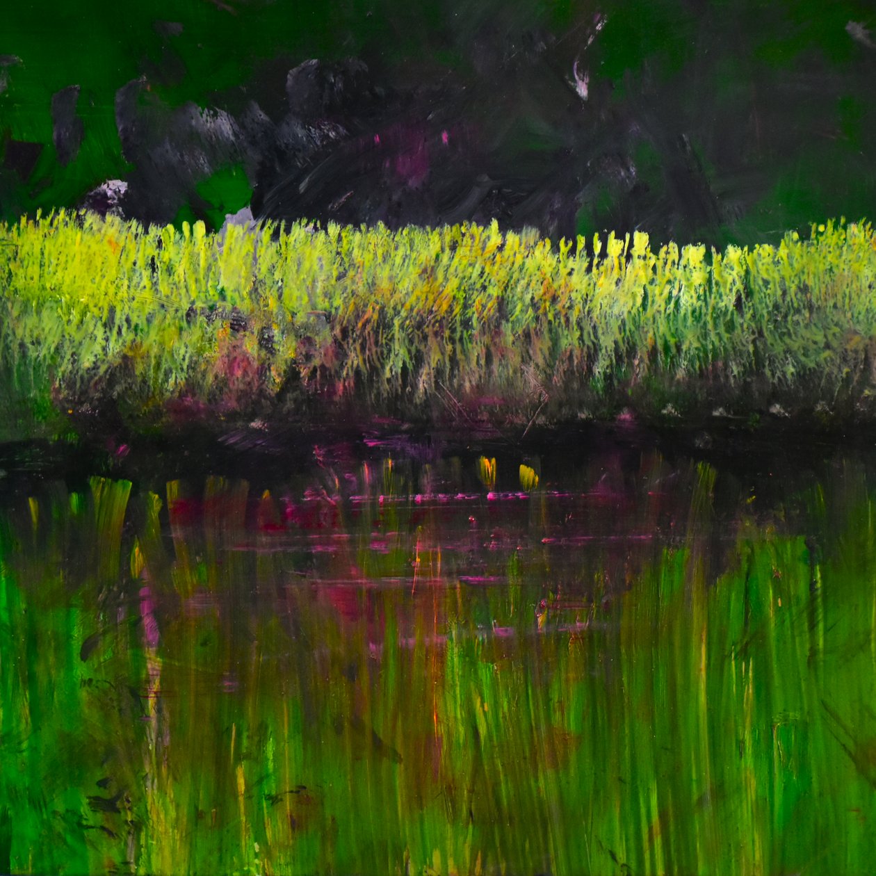 Marsh- Nokturno, 2017 (olej na desce) od Tracy Lambros