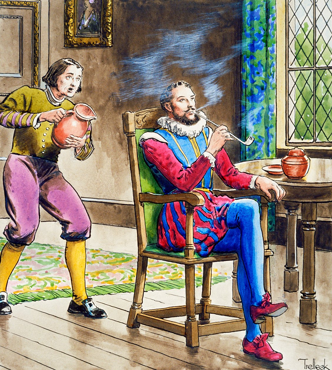 Sir Walter Raleigh kouří dýmku, c1900 od Trelleek