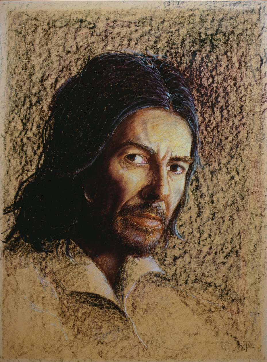 Harrison (1943-2002) (olejový pastel na desce) od Trevor Neal