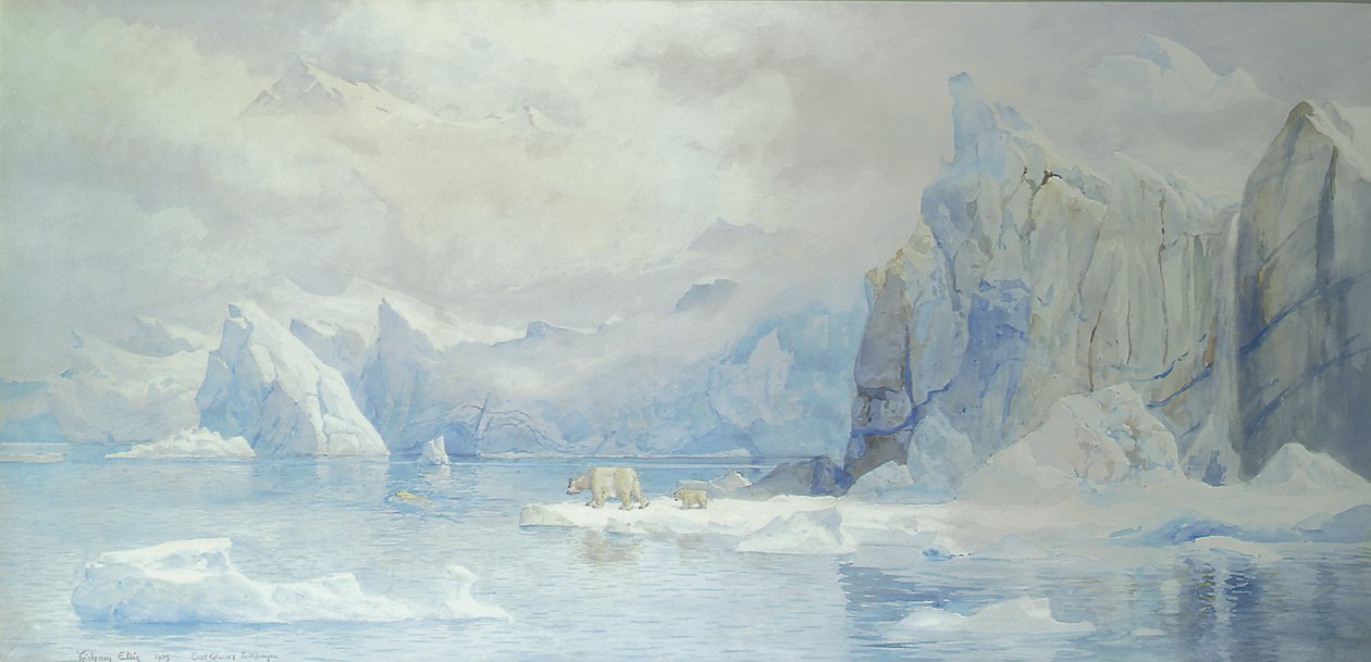 East Glacier, Spitzbergen, 1905 wc na papíře od Tristram Ellis