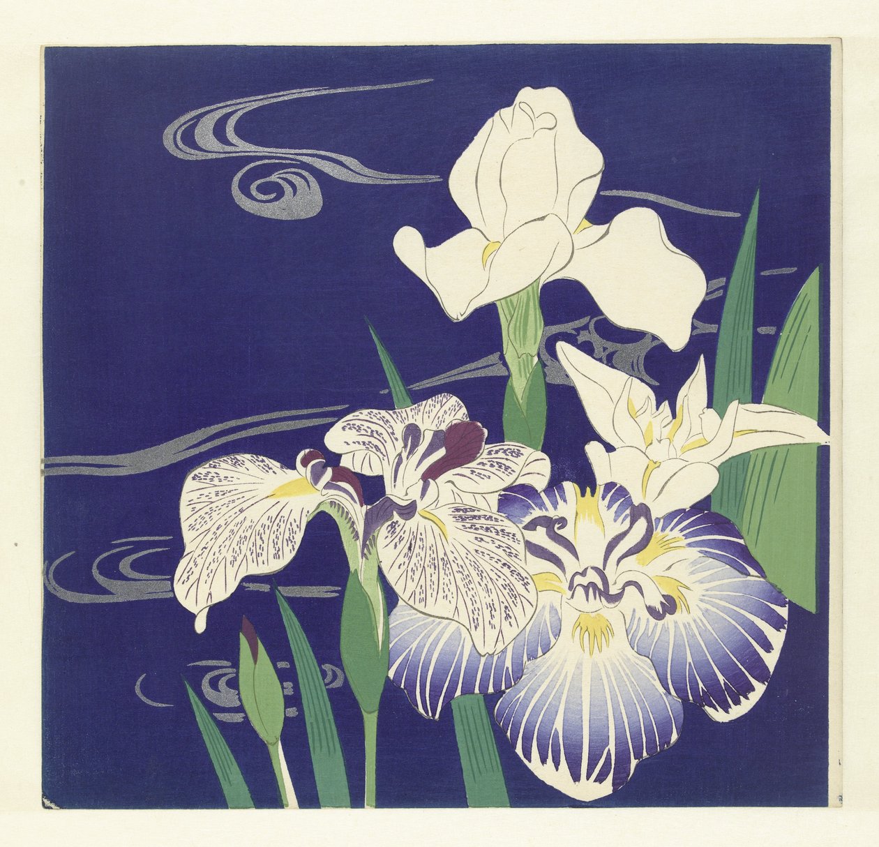 Kosatce, 1890-1900 (dřevotisk) od Tsukioka Kogyo