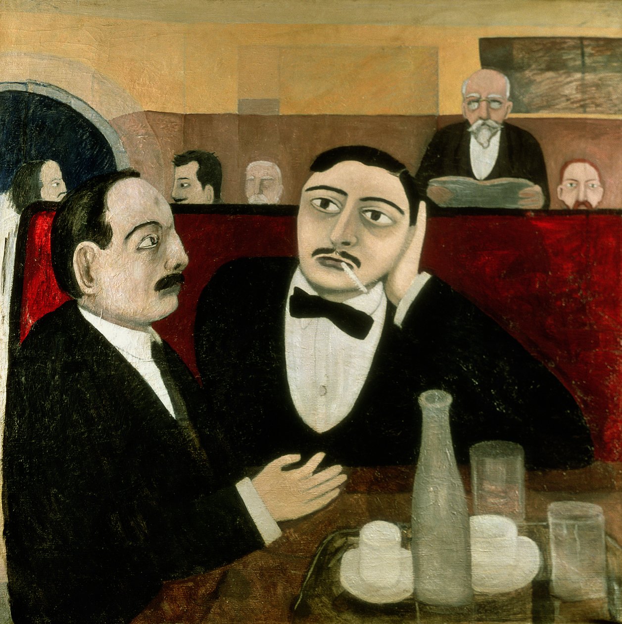 Intelektuálové v kavárně Rotonde, 1916 od Tullio Garbari