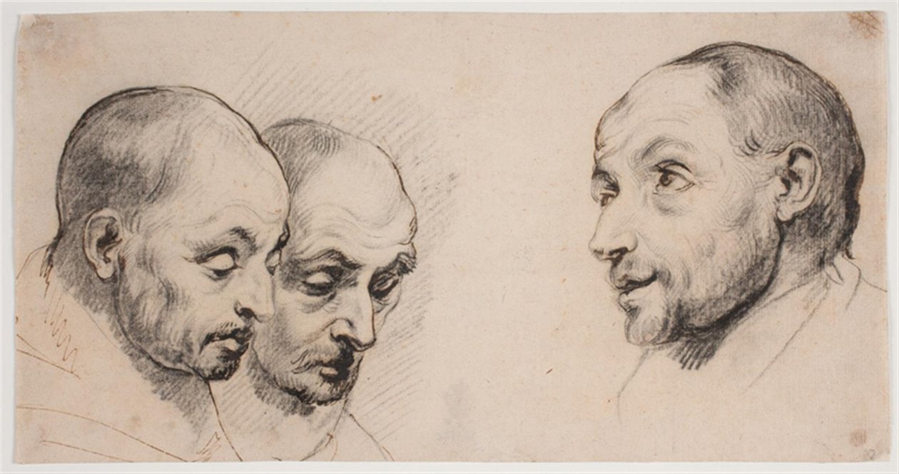 Tři mužské hlavy od Ubekendt kopist efter Anthony van Dyck