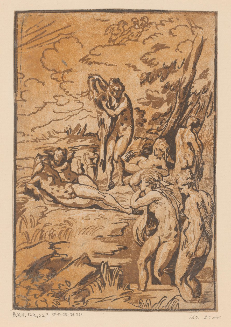 Nymfa na koupání od Ugo da Carpi (possibly)
