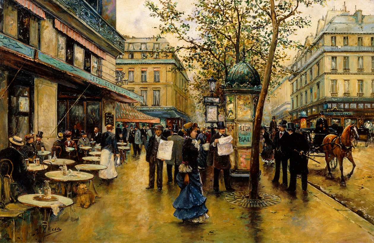Place de l"Opera, Paříž, od Ulpiano Checa y Sanz