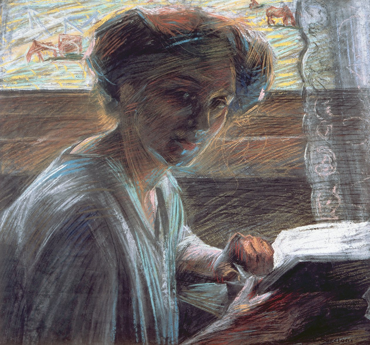 Žena čtení, 1909 od Umberto Boccioni