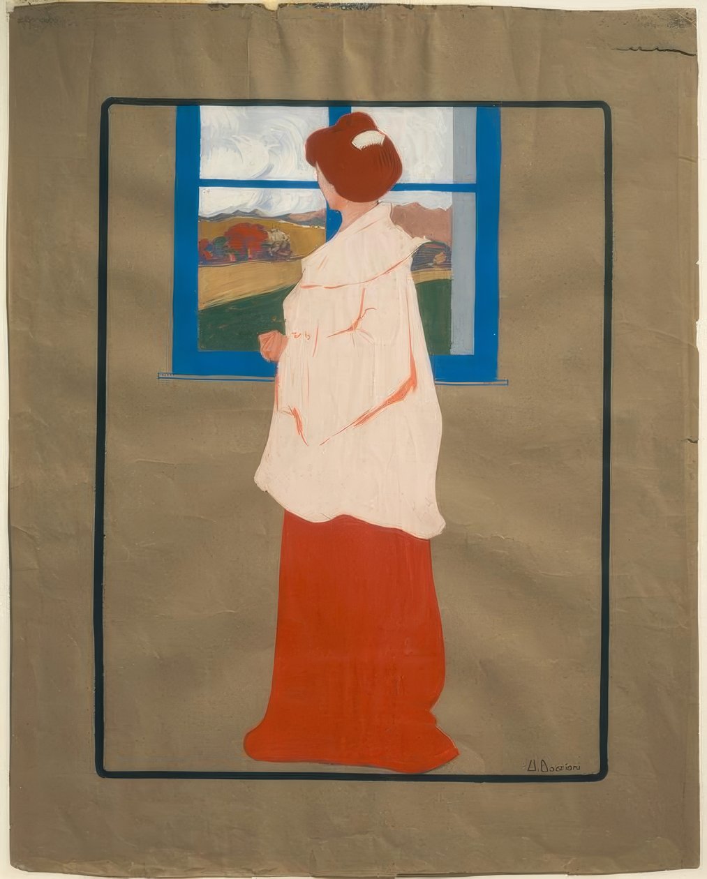 Žena u okna (podzim), cca 1908, od Umberto Boccioni