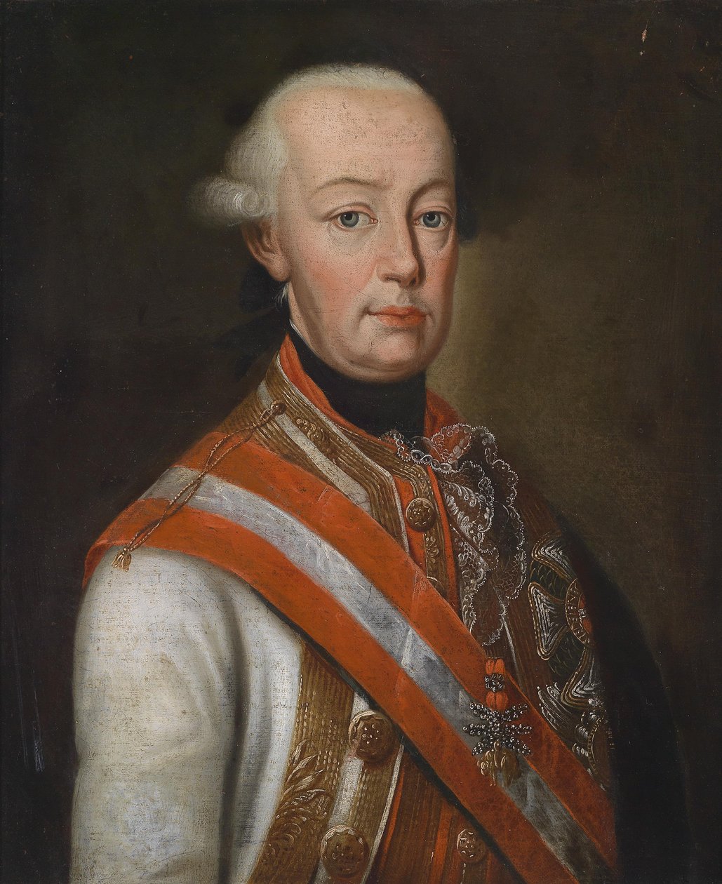 Leopold II v uniformě polního maršála, vyzdobený rakouskými domácími řády od Unbekannt Unbekannt