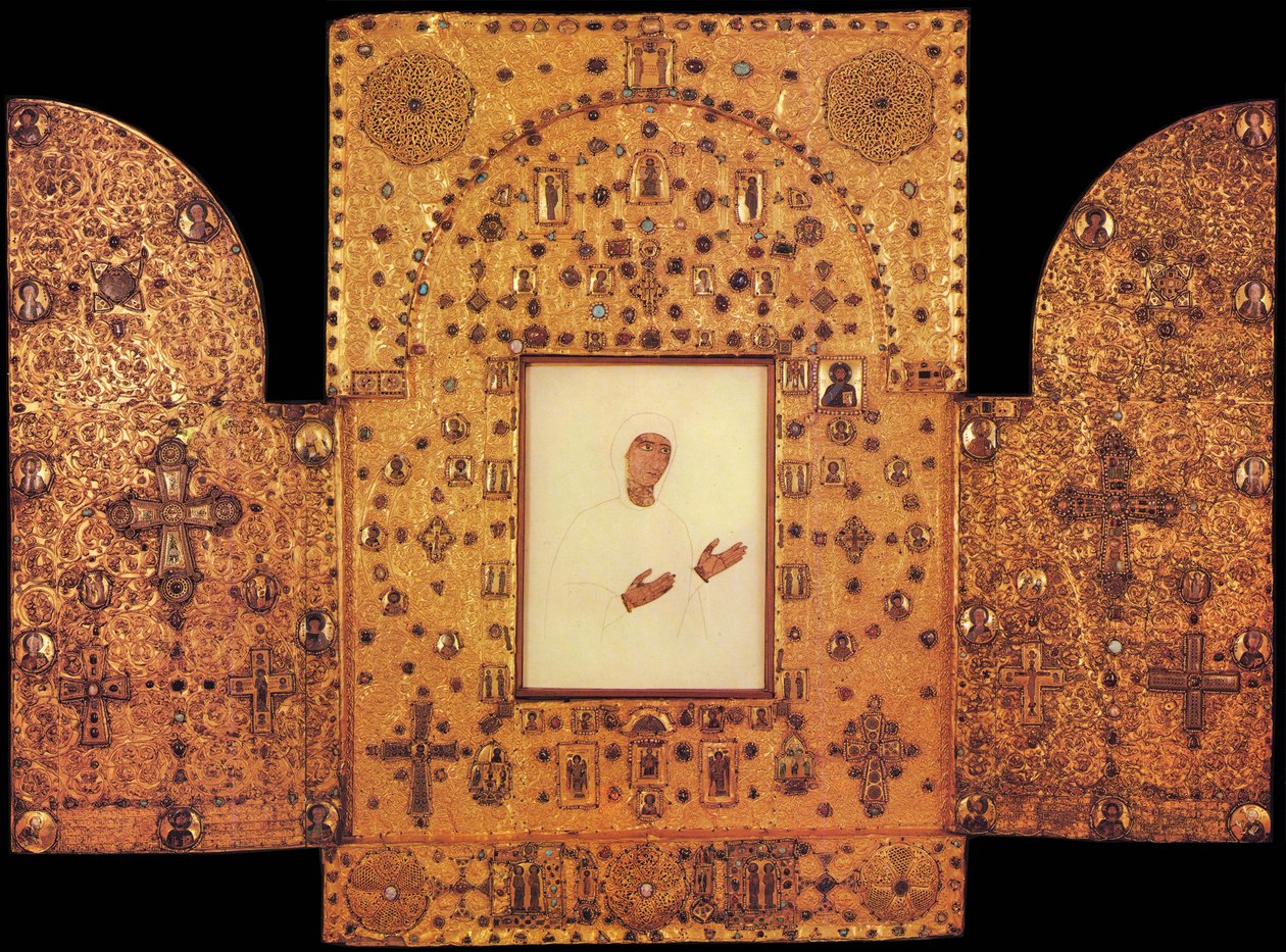 Zlatý triptych Panny Marie z kláštera Khakhuli v Gruzii od Unbekannt Unbekannt