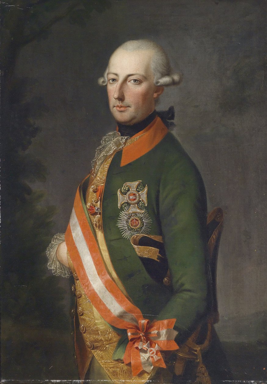 Císař Josef II., portrét v uniformě pluku Chevaux-Leger č. 1 s řádovými klenoty od Unbekannt Unbekannt