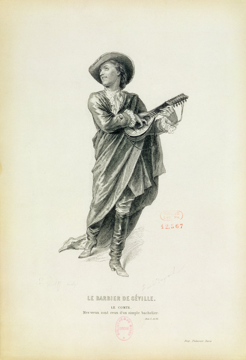 Hrabě Almaviva z opery „Lazebník sevillský“ od Gioachina Rossiniho (1792-1868) od Unbekannt Unbekannt