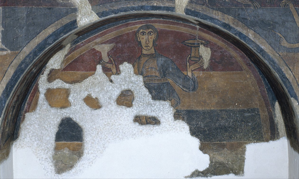 Muž se dvěma šálky od Santa Maria de Taüll od Unbekannt Unbekannt
