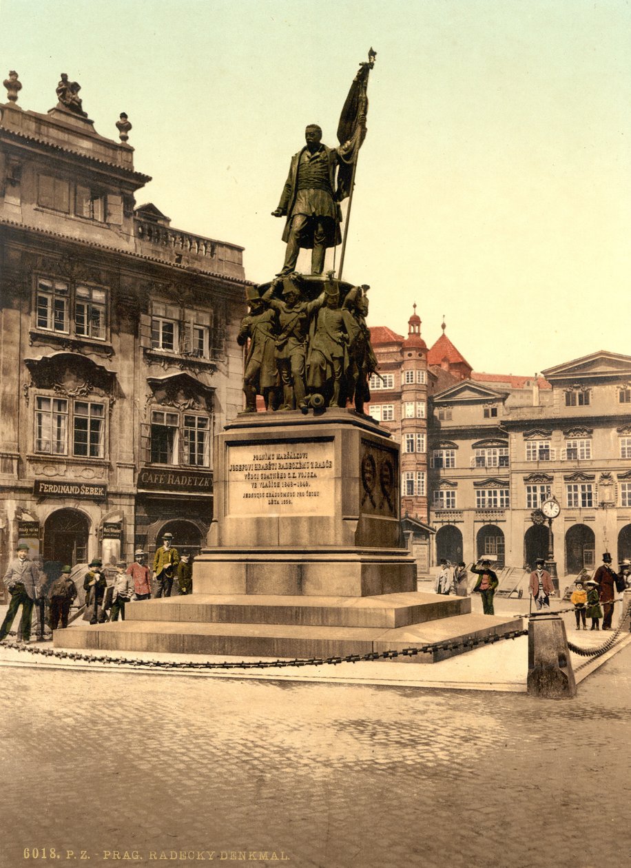 Radeckého památník v Praze, kolem roku 1890 (barevná pohlednice) od Unbekannt Unbekannt