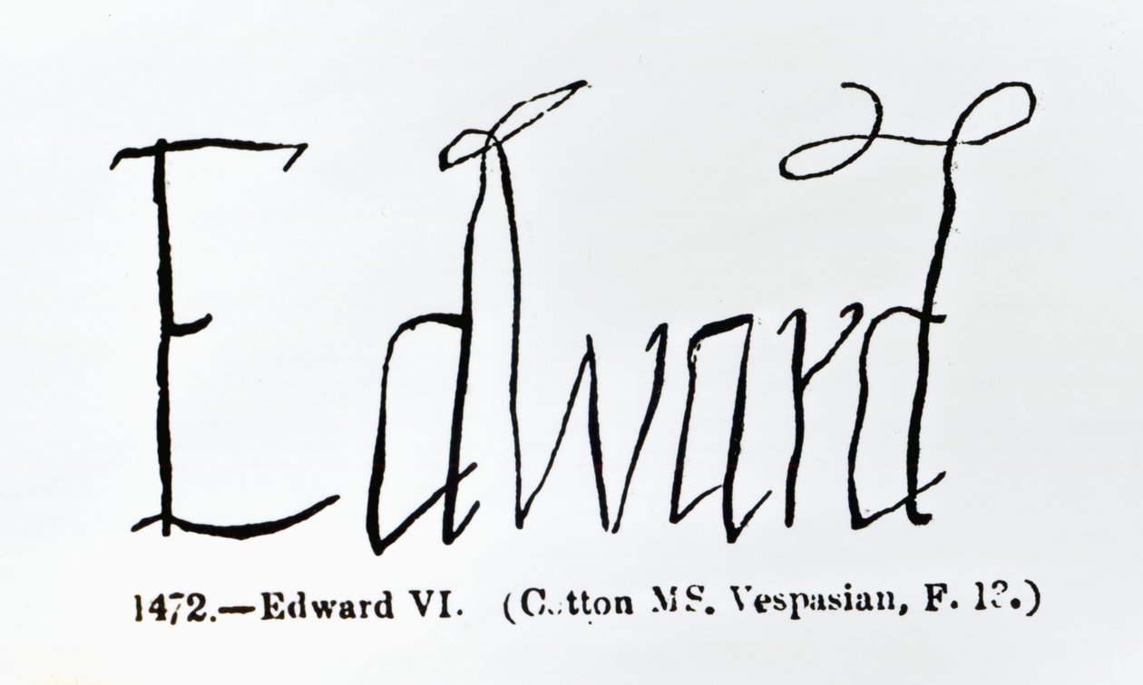 Reprodukce podpisu Edwarda VI. (1537-1553) od Unbekannt Unbekannt