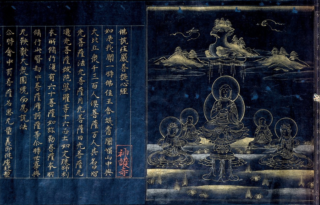 Sutra Frontispiece zobrazující kázajícího Buddhu (detail) od Unbekannt Unbekannt