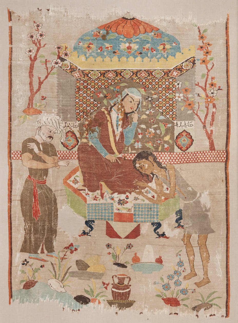 Neznámý, Írán, 16. nebo 16. století - hedvábná tapiserie zobrazující příběh Leily a Majnun od Unbekannt Unbekannt