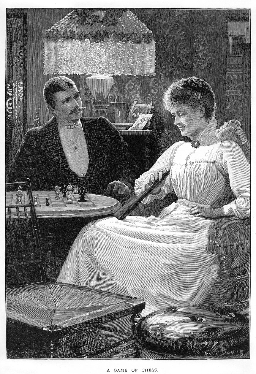 Hra v šachy, 1900-c1910 od Unbekannt