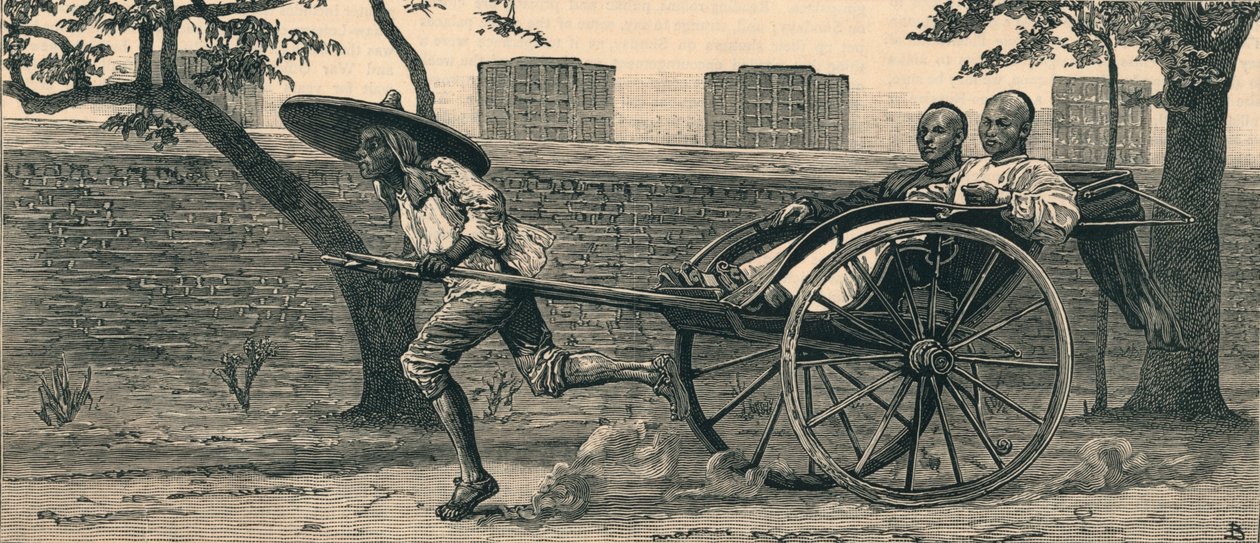Jinriksha, nebo čínský ruční kočár, c1883. od Unbekannt