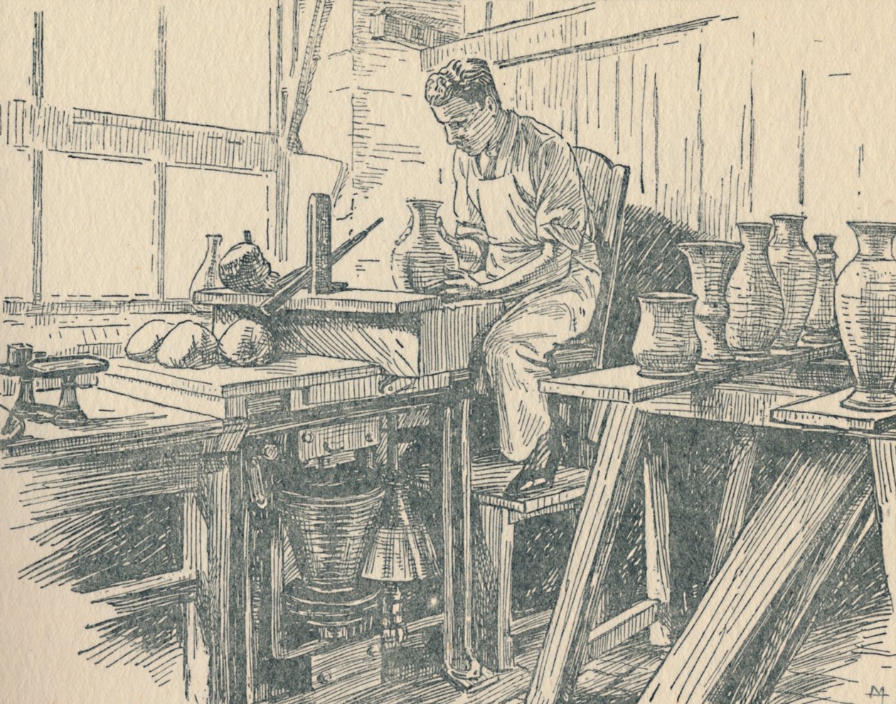 Hrnčíř v práci, 1910 od Unbekannt