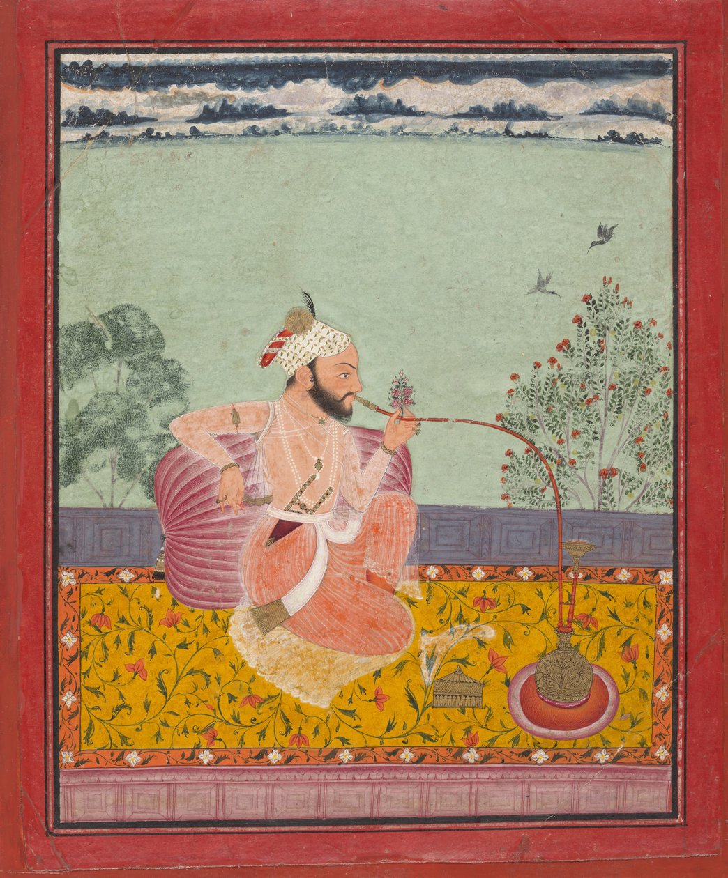A Raja Smoking a Hookah, ca. 1690-1710. od Unbekannt