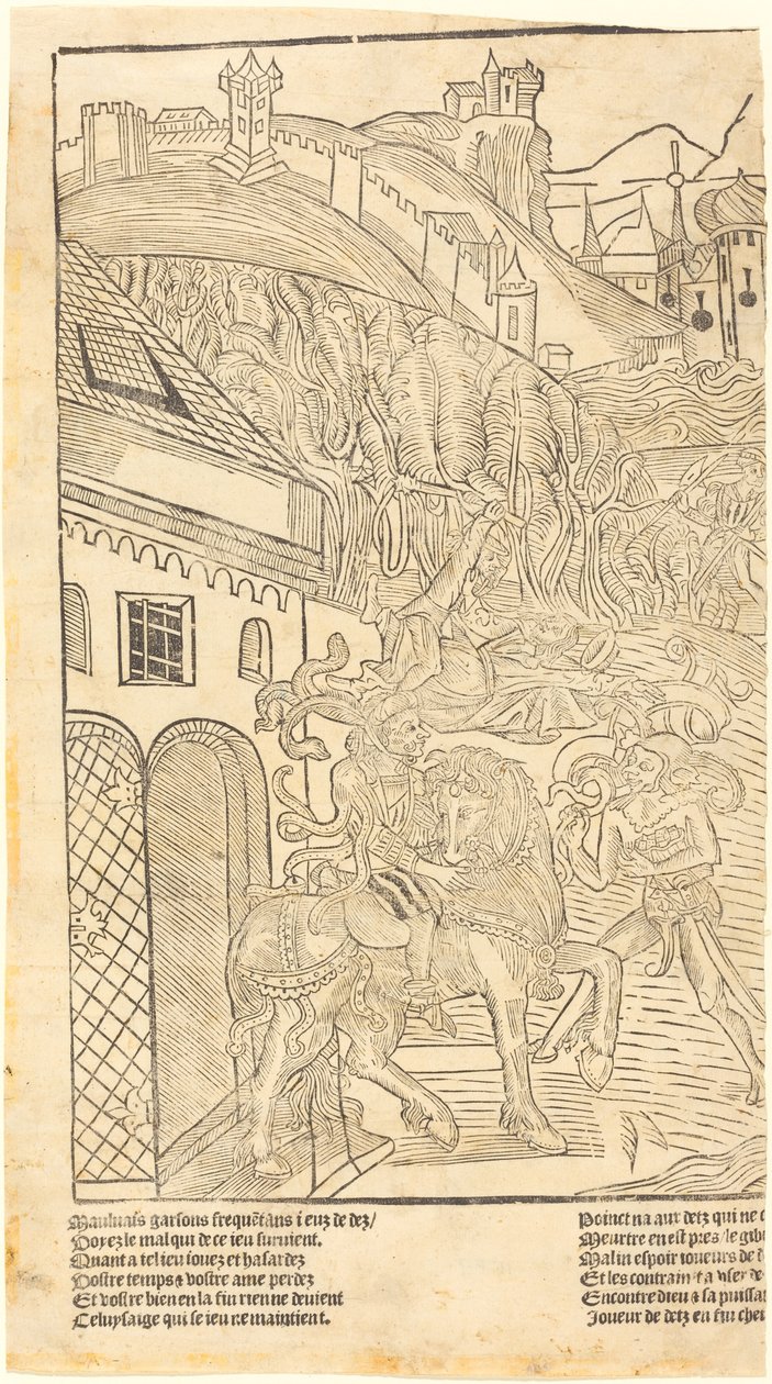 Varování před hraním v kostky, c. 1500. od Unbekannt