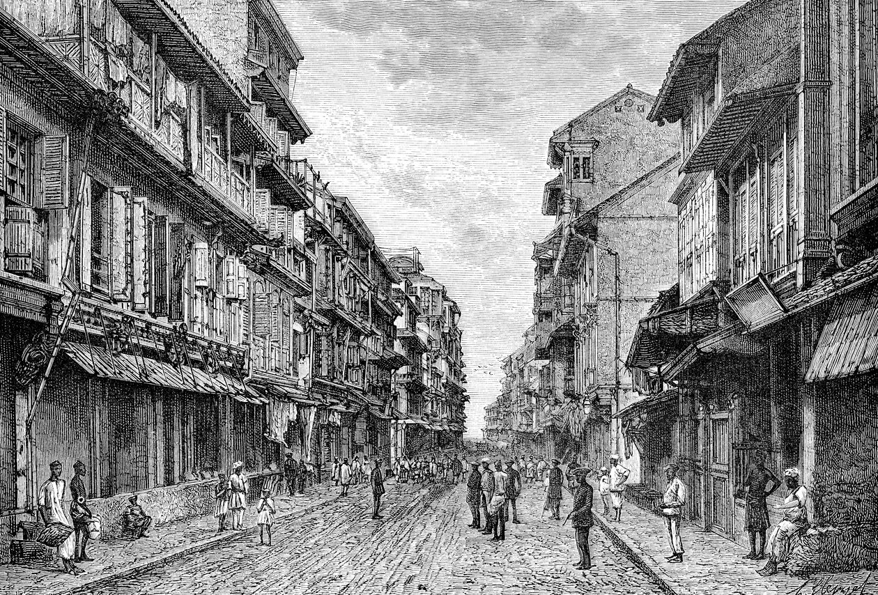 Ulice v Bombaji, Indie, 1895 od Unbekannt