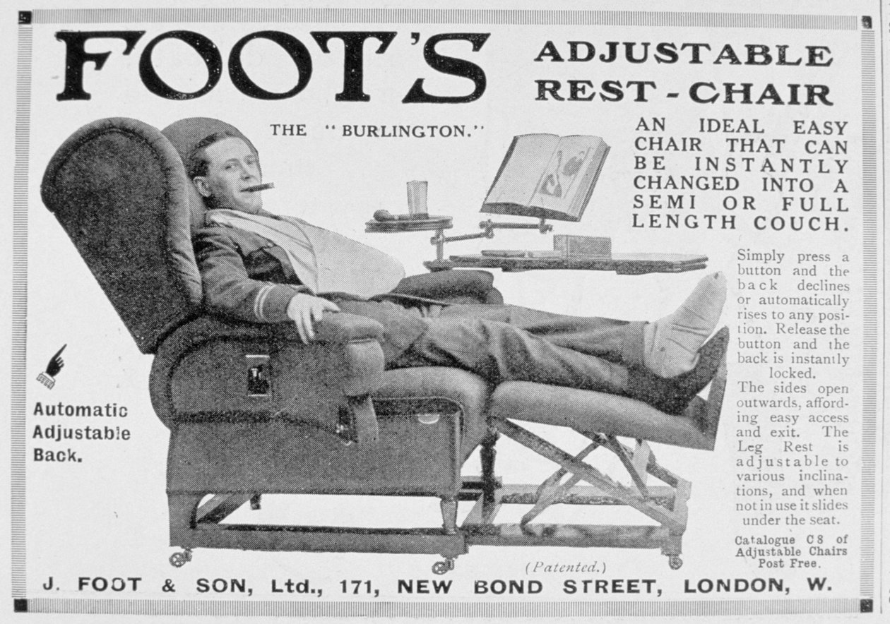 Reklama na polohovatelnou opěrku Foots Burlington, 1916 od Unbekannt