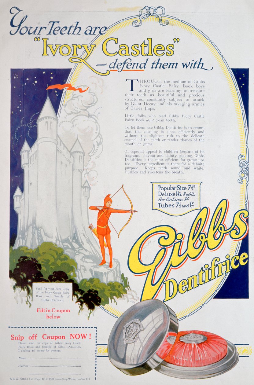 Reklama na Gibbs Solid Dentifrice, 1922 od Unbekannt