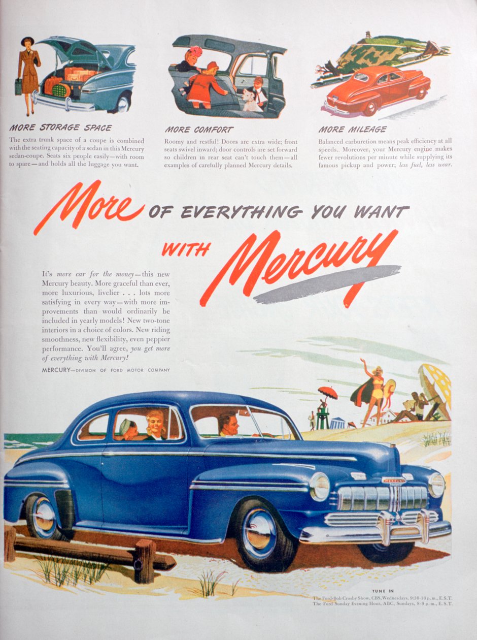 Reklama na motorová auta Mercury, 1946 od Unbekannt