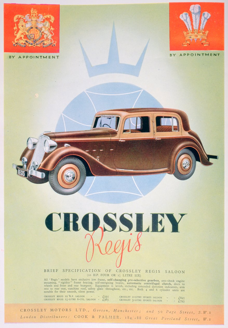 Reklama na vůz Crossley Regis, 1935 od Unbekannt