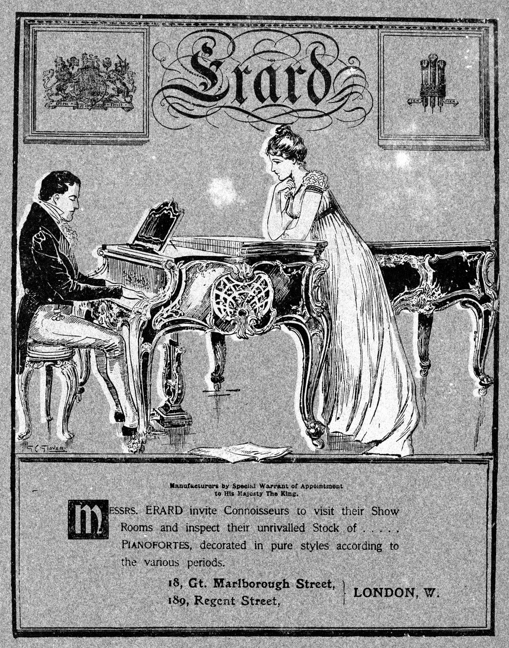 Reklama na klavíry Erard, 1901 od Unbekannt
