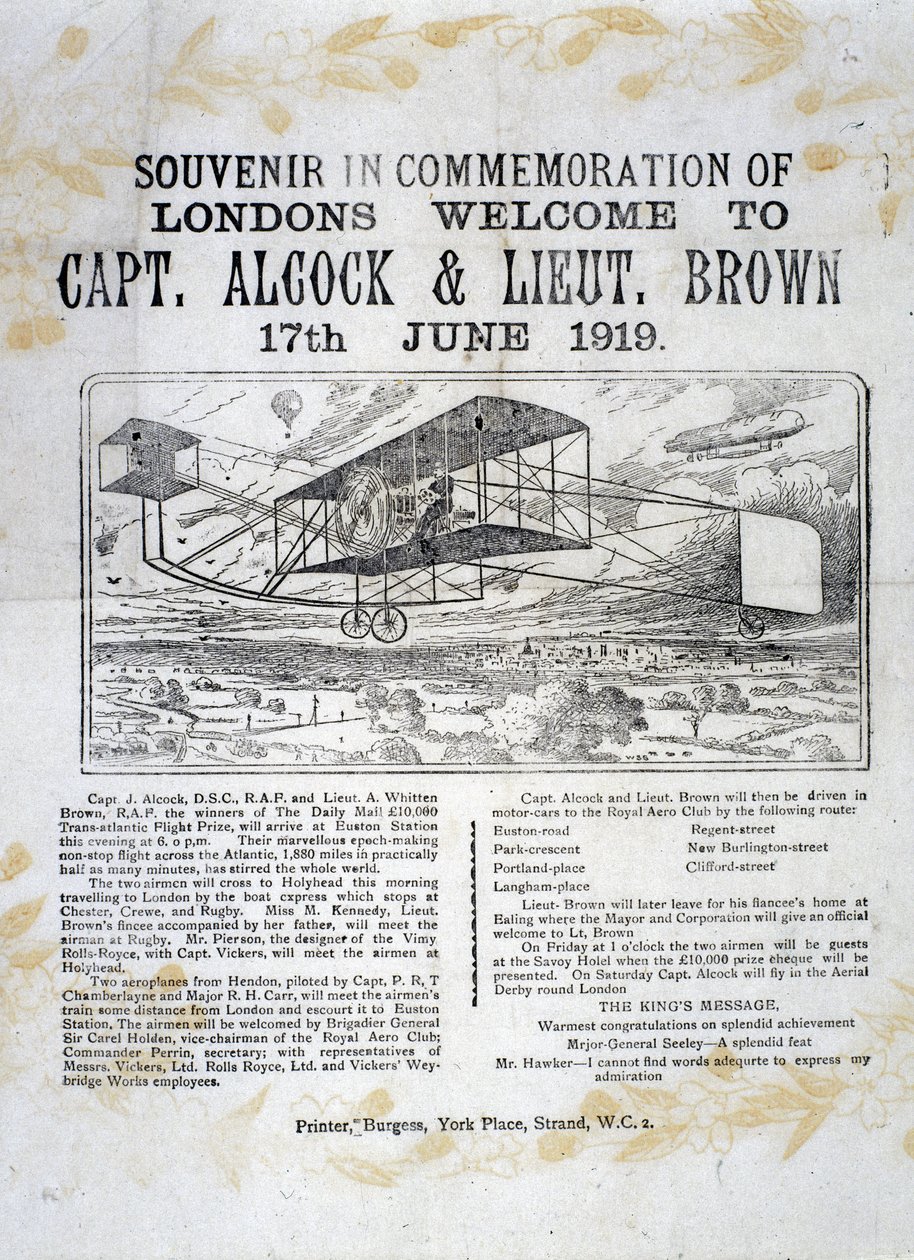 Průkopnický transatlantický let Alcocka a Browna od Unbekannt