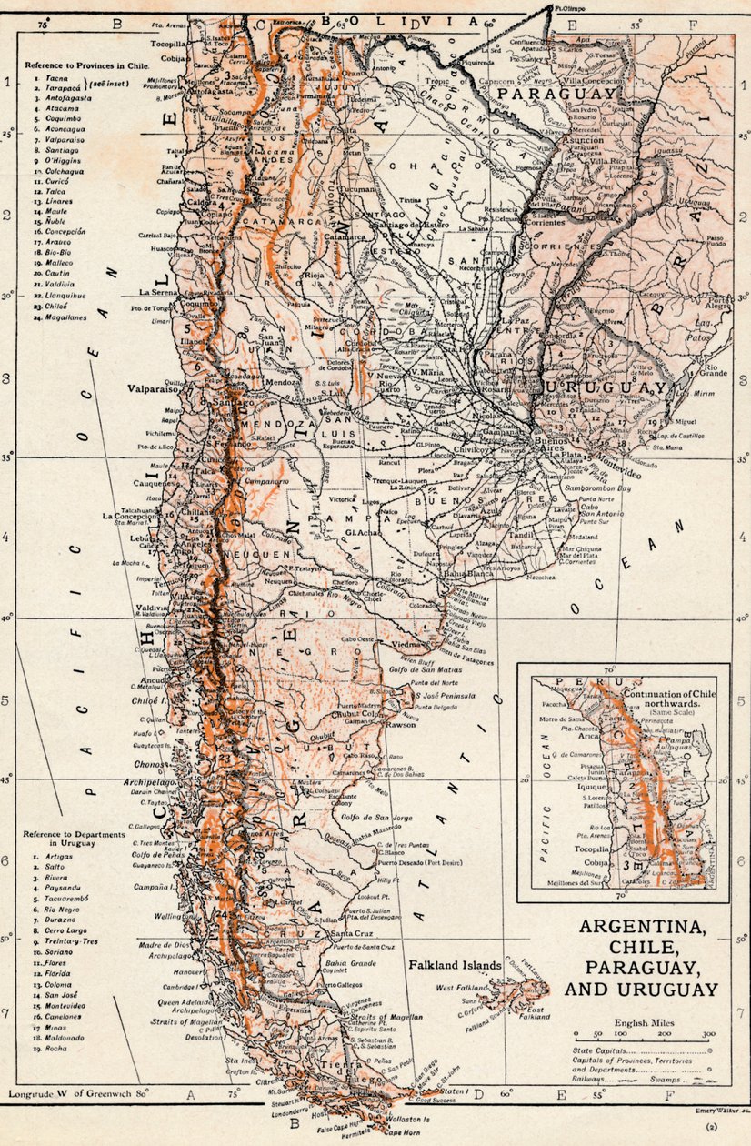 Argentina, Chile, Paraguay a Uruguay od Unbekannt