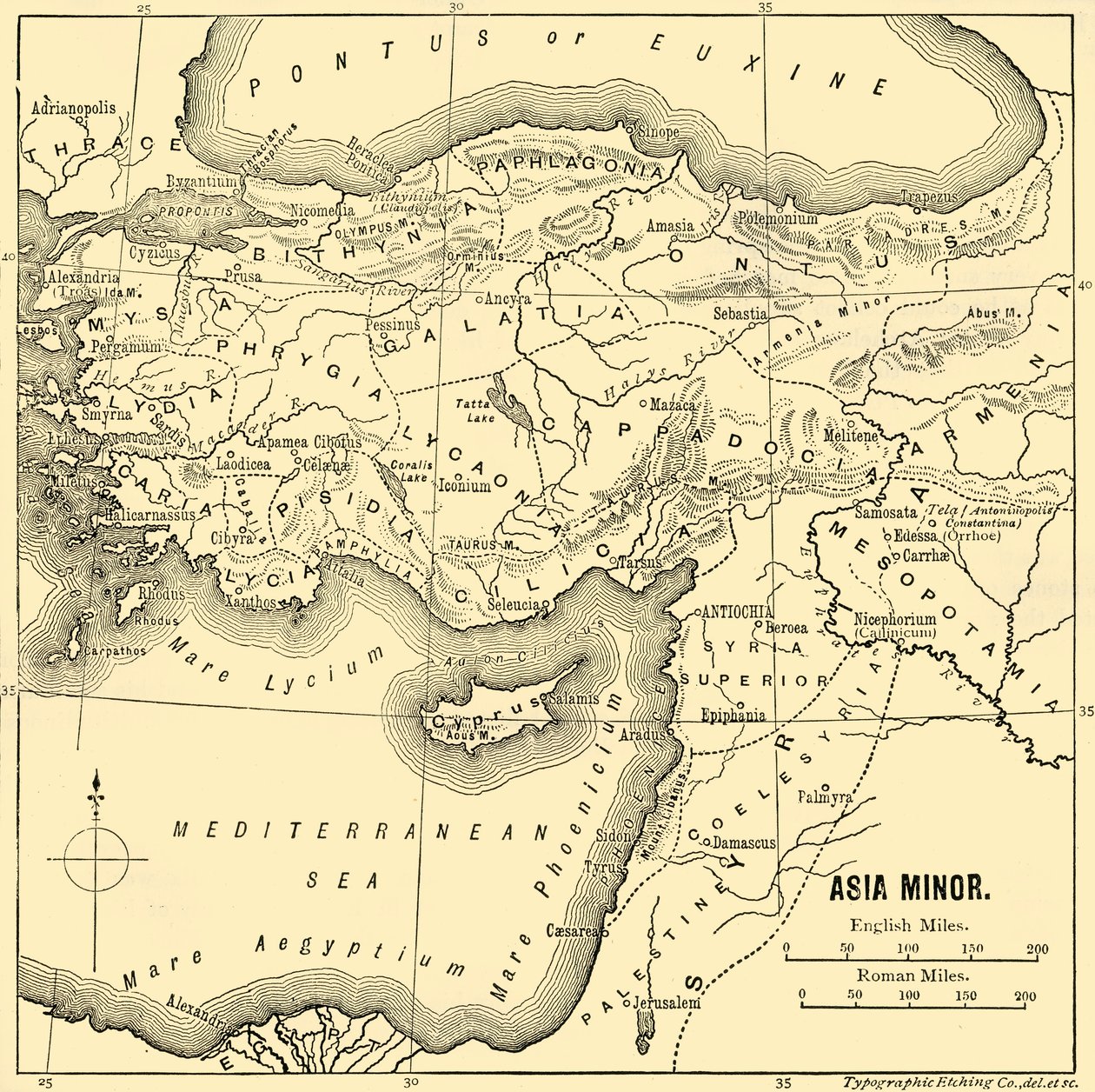 Malá Asie – mapa, 1890. od Unbekannt