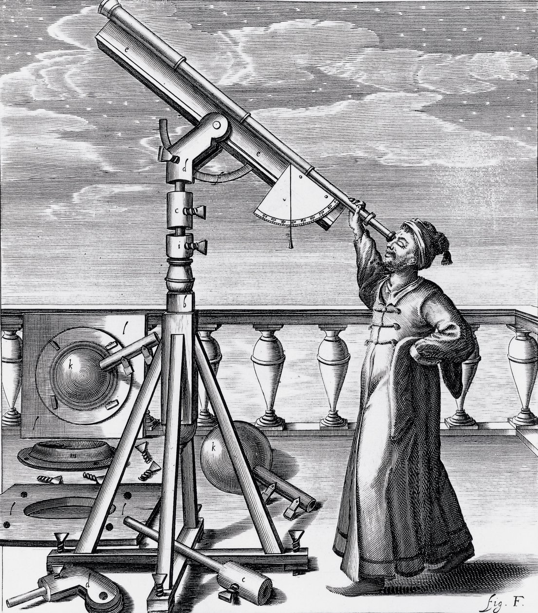 Astronomický dalekohled s pozorovatelem od Unbekannt