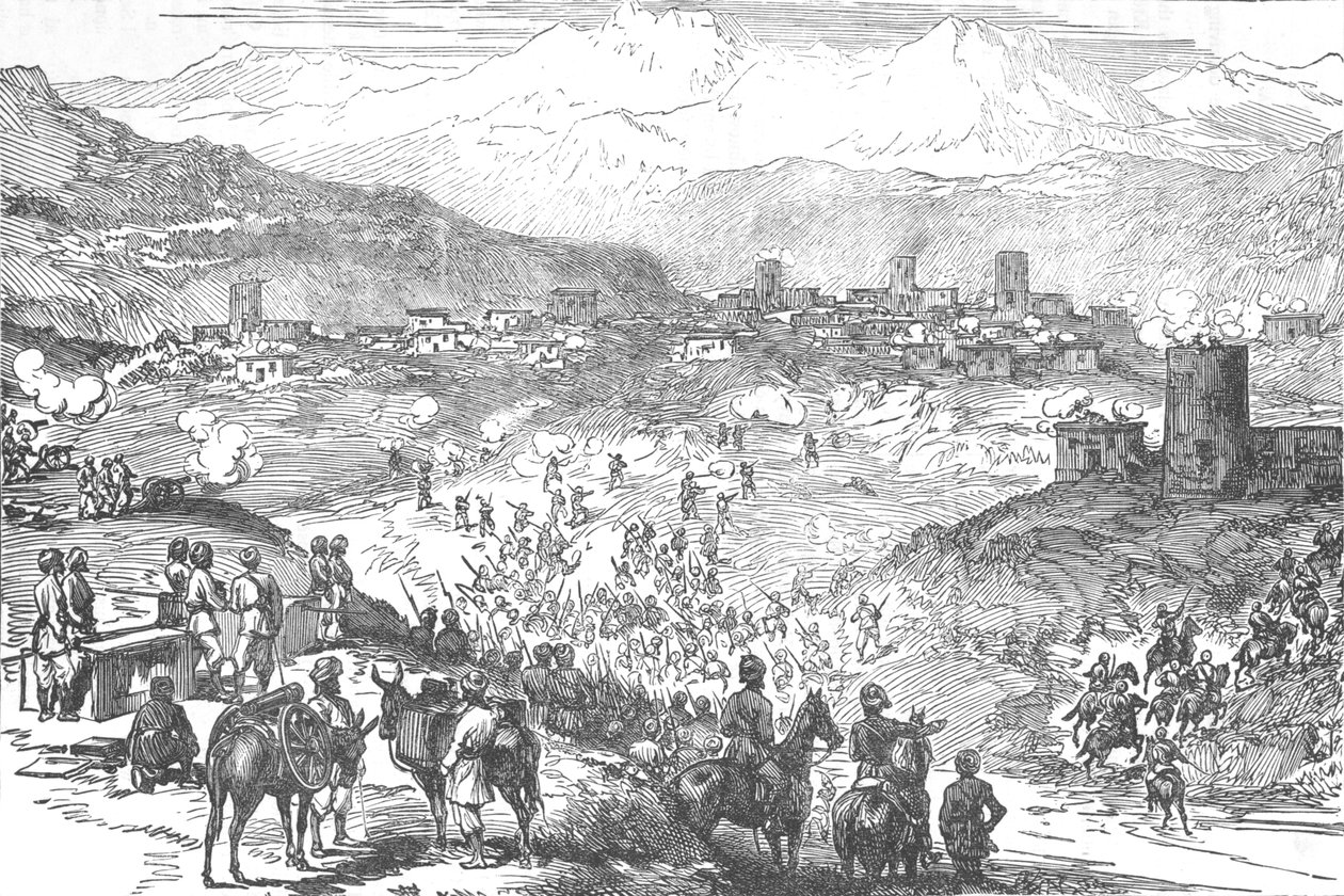 Útok na město Afreedi, c1880 od Unbekannt